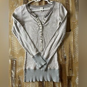 Free People Gray Long Sleeve Henley Size XS